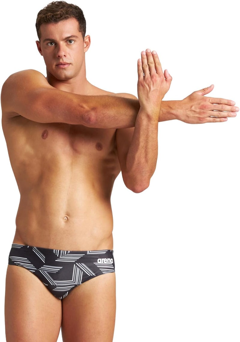arena Men's Swim Brief Puzzled Team Print MaxLife Athletic Swimwear Professional Training Swimsuit Sports Bathing Suit, Black/Black Multi, US Size 24 - Image 1